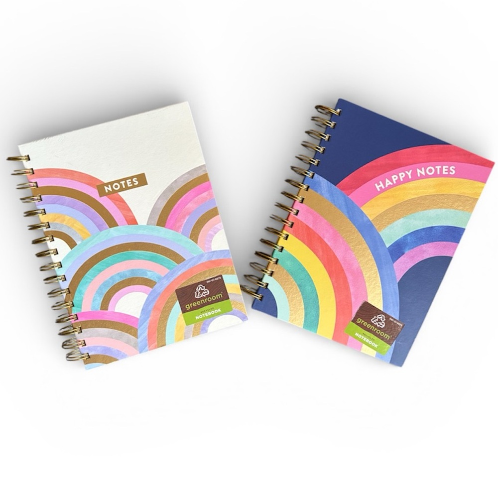 Greenroom Recycled Rainbow Theme Spiral Notebook Bundle of 2